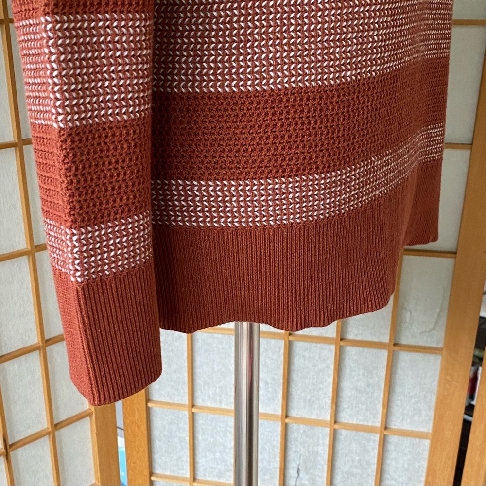 Market & Spruce Striped Weave Rust Sweater SZ M - Picture 4 of 13